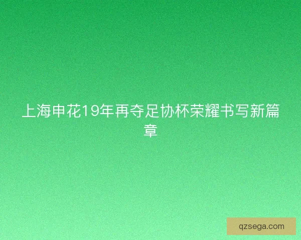 上海申花19年再夺足协杯荣耀书写新篇章